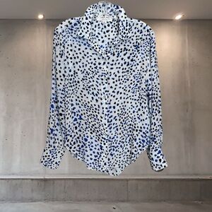 Cloth & Stone Anthropologie Spotted Button Front Blouse Blue Size S